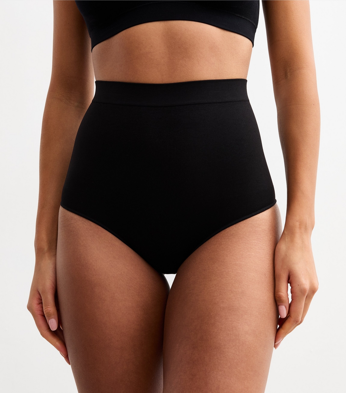 Women's Black Seamless Shaping High Waisted Brazilian Briefs New Look