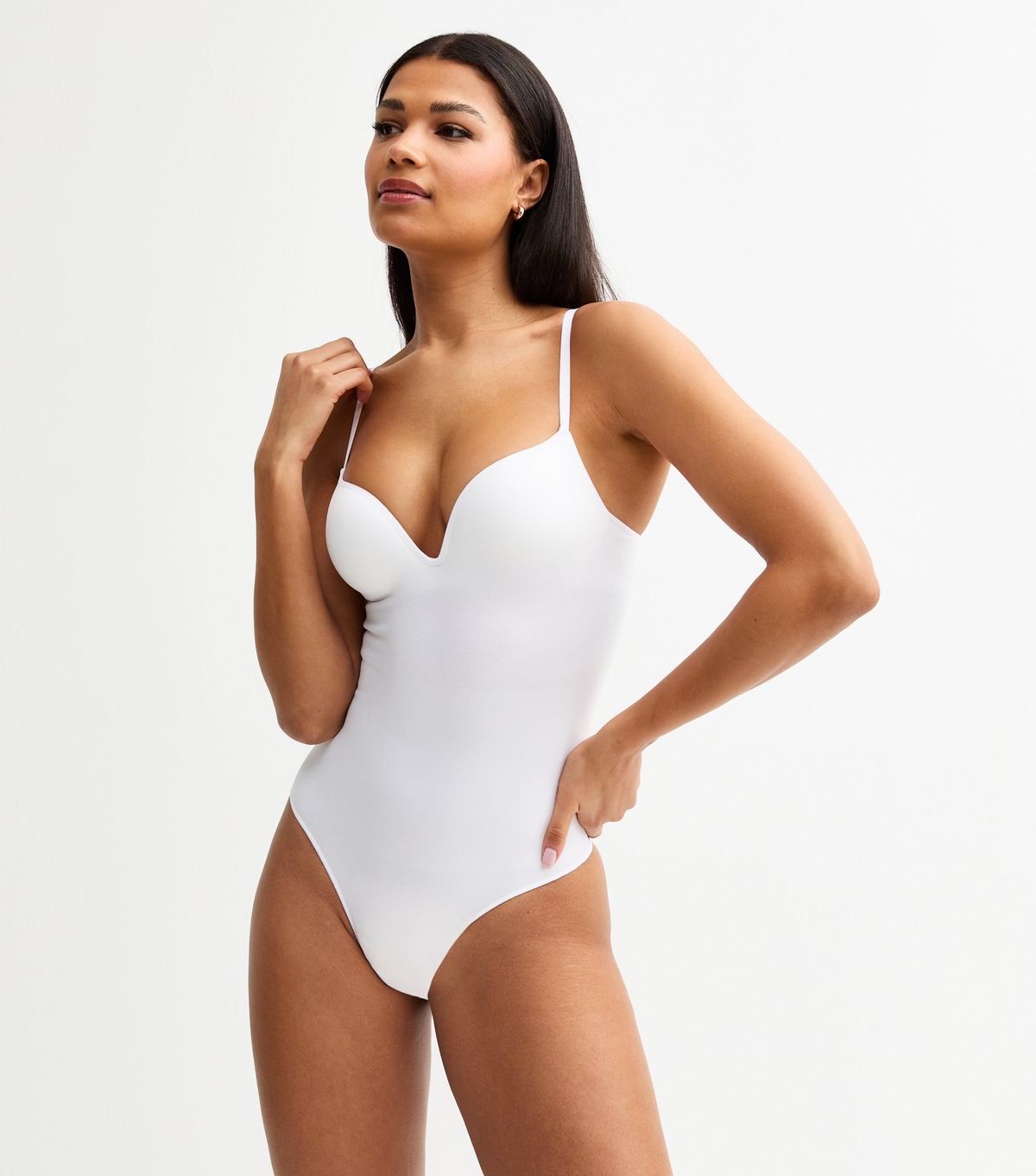 Women's White Seamless Shaping Push Up Bodysuit New Look