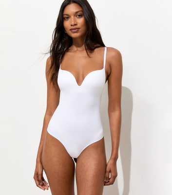 White Seamless Shaping Push Up Bodysuit