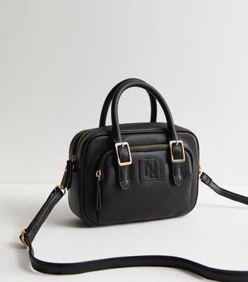 Black Faux Leather Buckle Crossbody Bag