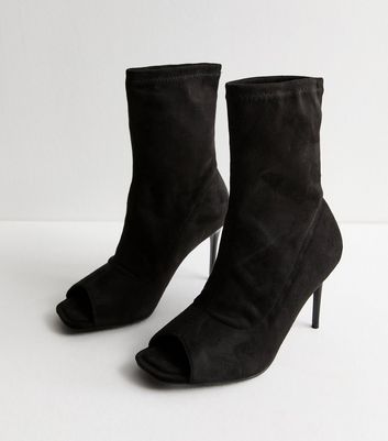 Black ankle boots peep toe online