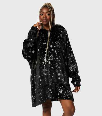 Skinnydip Black Celestial Fleece Blanket Hoodie