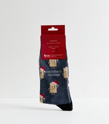 Men's Blue Christmas Cracker Socks New Look