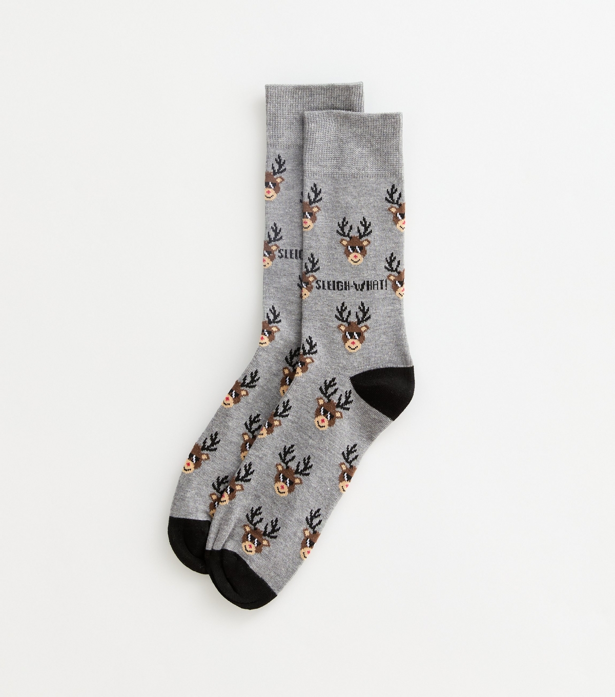 Men's Grey Sleigh What Rudolph Christmas Socks New Look