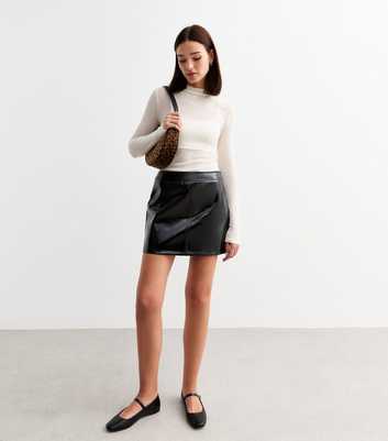 Black Vinyl Faux Leather Micro Mini Skirt