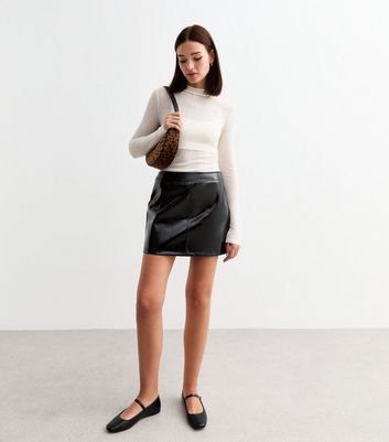 Black Vinyl Faux Leather Micro Mini Skirt New Look