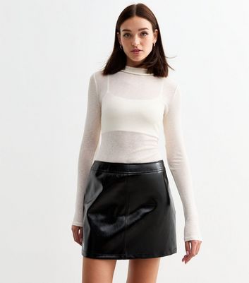 Black Vinyl Faux Leather Micro Mini Skirt New Look