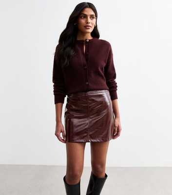 Burgundy Vinyl Faux Leather Micro Mini Skirt