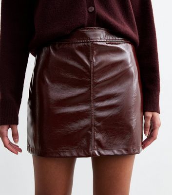 Burgundy faux leather skirt uk best sale