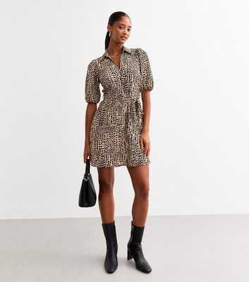 Brown Animal Print Mini Dress