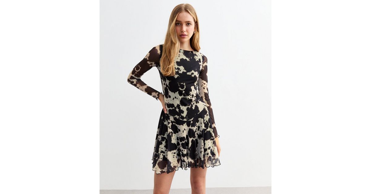 Cow Print Black Mini Dress