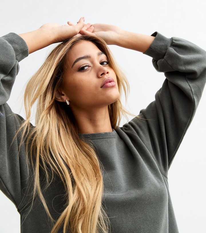 Grey Drop Waist Jersey Sweat Mini Dress | New Look