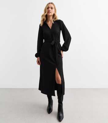 Black Side Slit Midi Dress