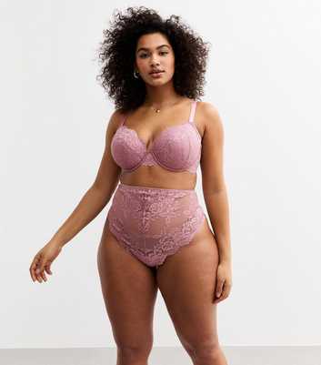 Curves Pink High Waisted Lace Thong