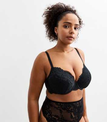 Curves Black Lace Plunge Bra