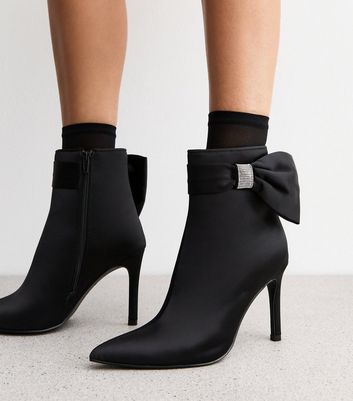 Black satin ankle boots on sale