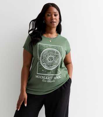 Curves Green Moonlight Magic Print Cotton T-Shirt