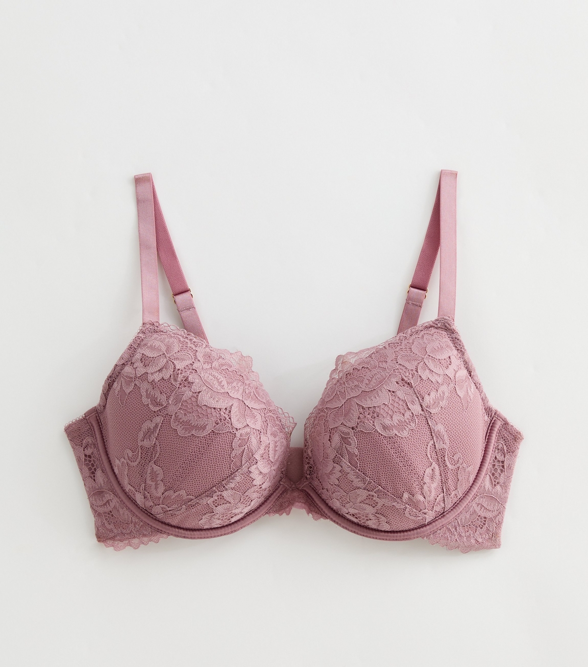 Women's Pink DD+ Floral Lace Plunge Bra New Look