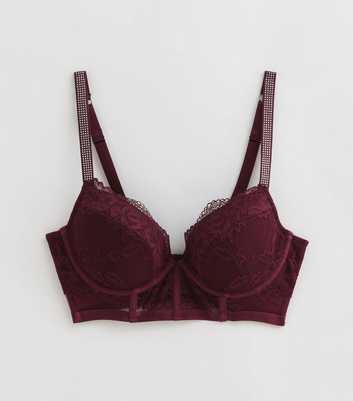 Burgundy Floral Lace Lightly Padded Bra