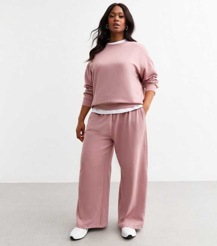 Curves Pink Wide Leg Joggers New Look