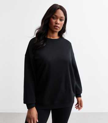 Curves Black Relaxed Jersey Sweatshirt