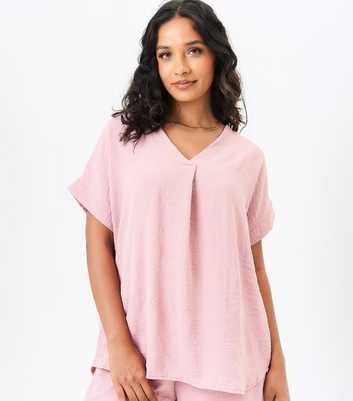 Gini London Mid Pink V Neck Oversized Top