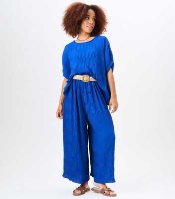 Gini London Bright Blue Pleated Top