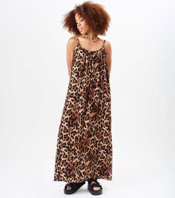 Gini London Brown Animal Print Oversized Maxi Dress