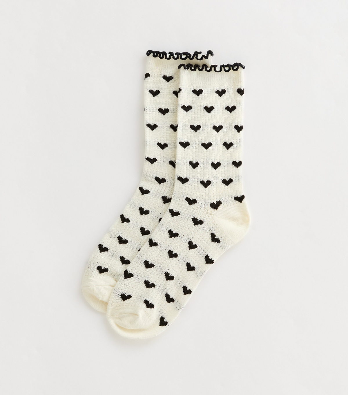 Cream Frill Trim Heart Socks New Look