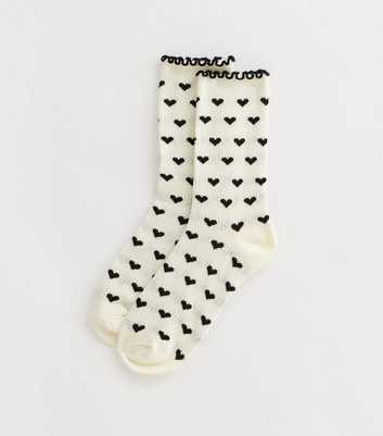 Cream Frill Trim Heart Socks