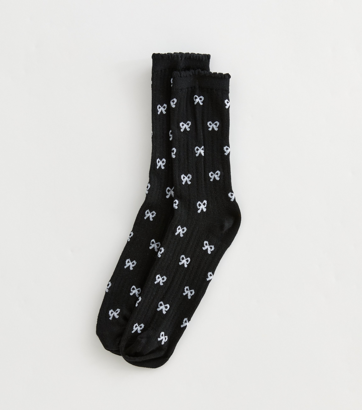 Black Bow Pattern Cotton Blend Socks New Look