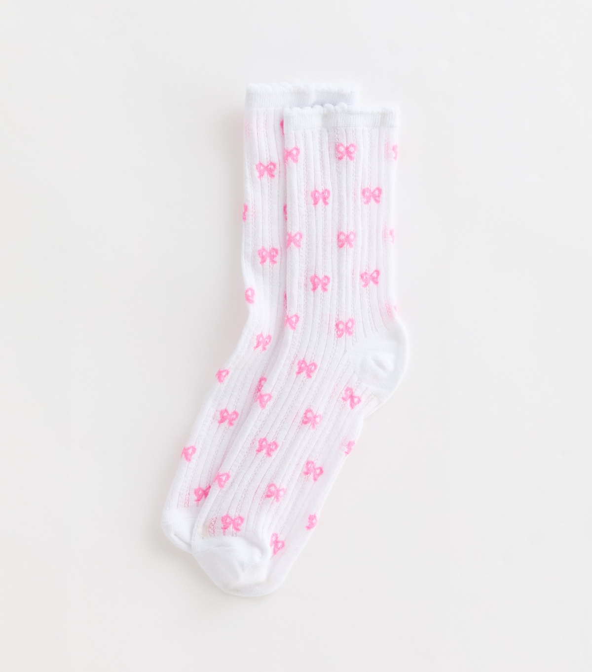 White Bow Pattern Cotton Blend Socks New Look