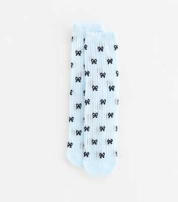 Blue Bow Pattern Cotton Rich Socks
