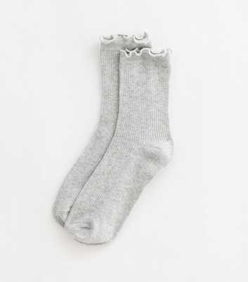 Grey Lettuce Trim Ribbed Socks