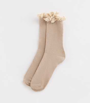 Beige Frill Trim Socks