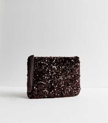 Brown Sequinned Pouch