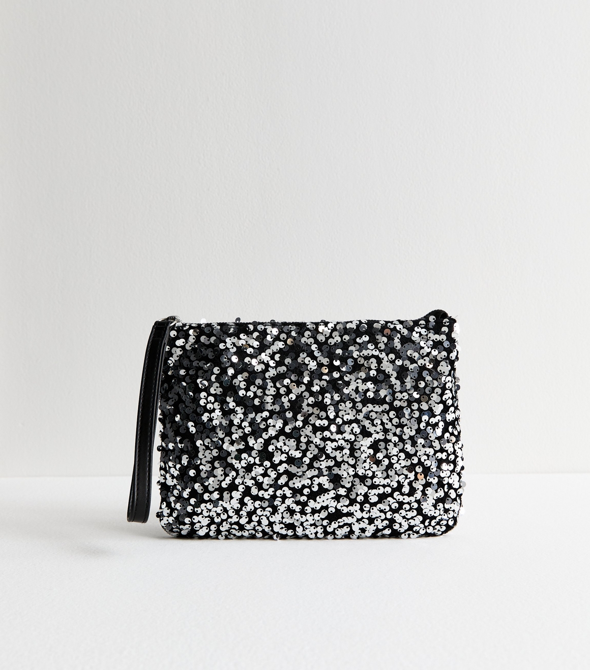 Black Sequinned Pouch New Look