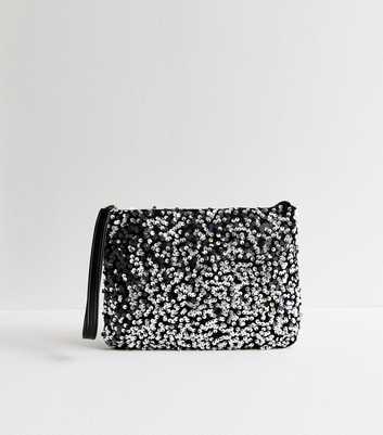 Black Sequinned Pouch