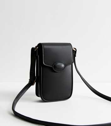 Black Faux Leather Phone Bag