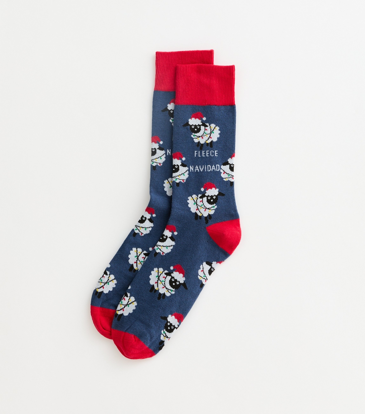 Men's Blue Fleece Navidad Christmas Socks New Look