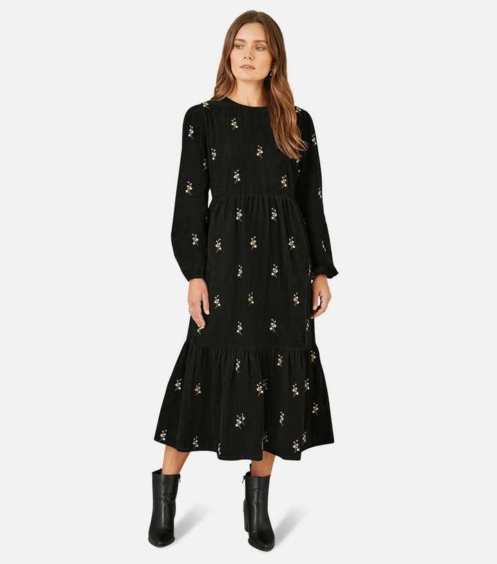 yumi embroidered dress Yumi Navy Embroidered Floral Skater Dress – The Oxygen Lifestyle main image 0