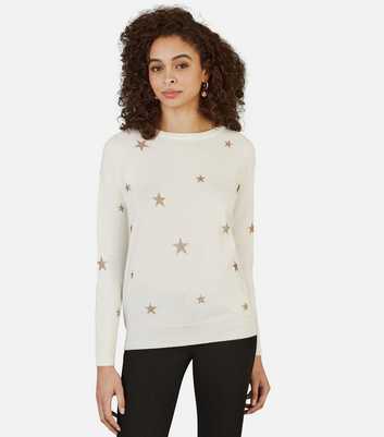 Yumi White Gold Foil Star Print Jumper