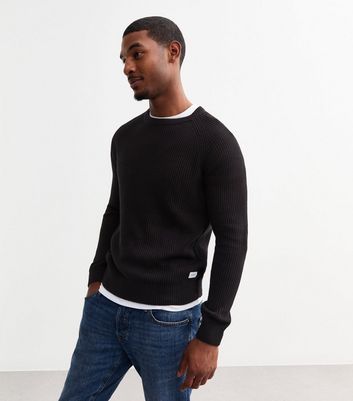 Jack Jones Black Regular Chunky Knit Crew Neck Jumper New Look