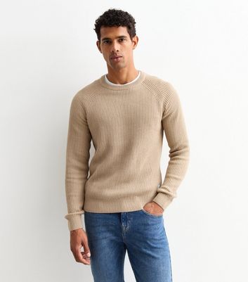 Jack Jones Beige Chunky Knit Crew Neck Jumper New Look