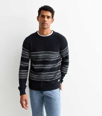 Jack & Jones Navy Chunky Knit Crew Neck Jumper 