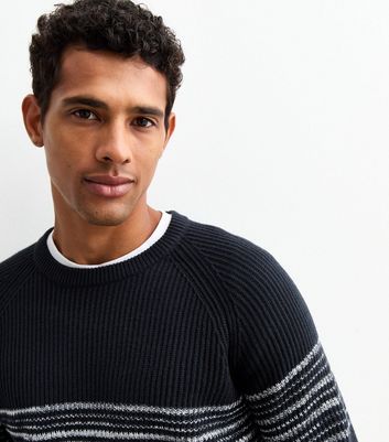 Jack Jones Navy Regular Chunky Knit Crew Neck Jumper New Look