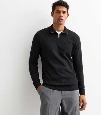 Jack & Jones Black Half Zip Jumper 