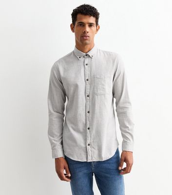 Men's Jack & Jones Grey Regular Long Sleeve Shirt New Look