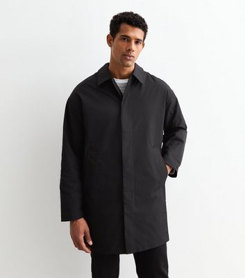 Jack Jones Black Relaxed Mac Coat