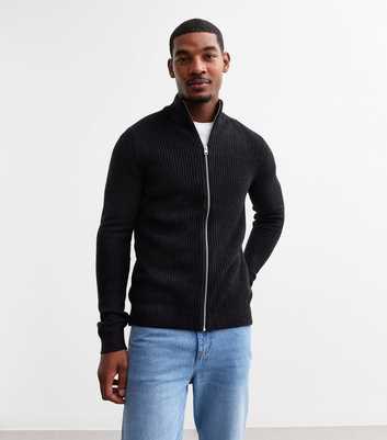 Jack & Jones Navy Regular Ribbed Cotton Cardigan